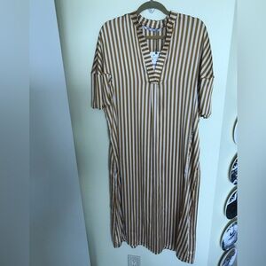 Zara Mustard and White Striped Dress